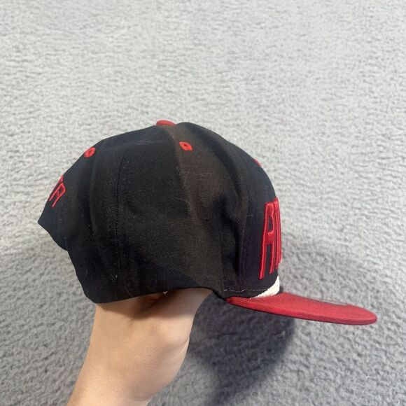 Atlanta Snapback Black & Red Hat Adjustable Flat Bill Baseball Cap Kb Ethos - Picture 4 of 9